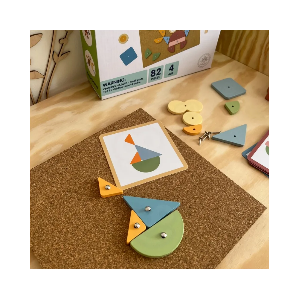 WOOPIE GREEN Drewniana Przybijanka z Młotkiem Układanka 20 wzorów 82 el.