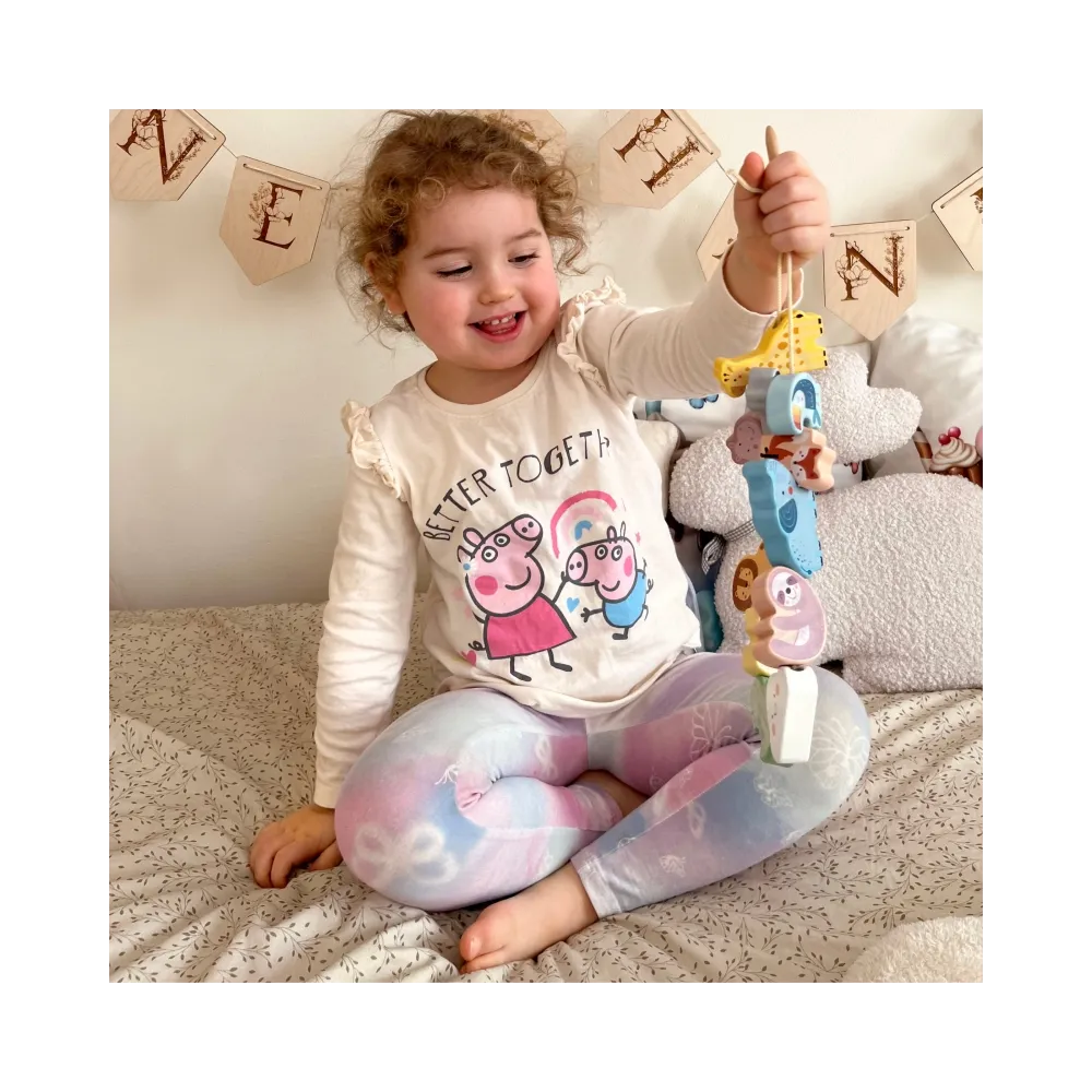 WOOPIE GREEN Drewniana Nawlekanka Klocki Przeplatanka ZOO Montessori 13 el.