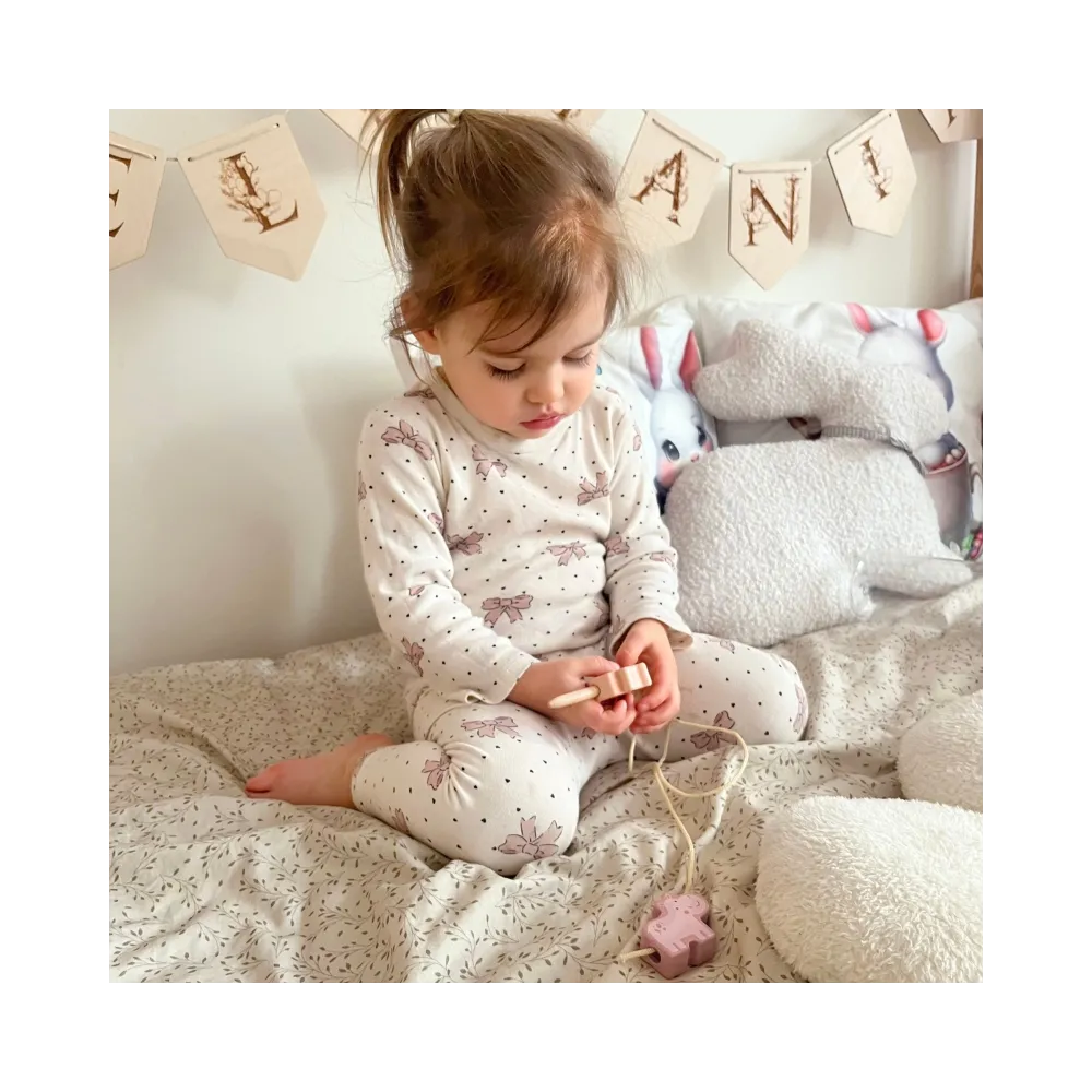 WOOPIE GREEN Drewniana Nawlekanka Klocki Przeplatanka ZOO Montessori 13 el.