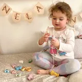 WOOPIE GREEN Drewniana Nawlekanka Klocki Przeplatanka ZOO Montessori 13 el.