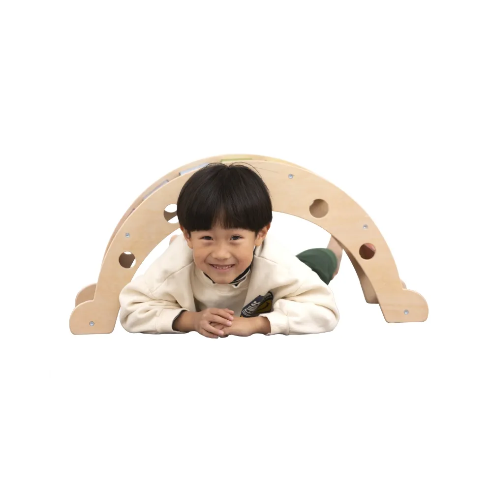 VIGA Drewniany Bujak Mostek 2w1 Huśtawka Montessori Tęczowa