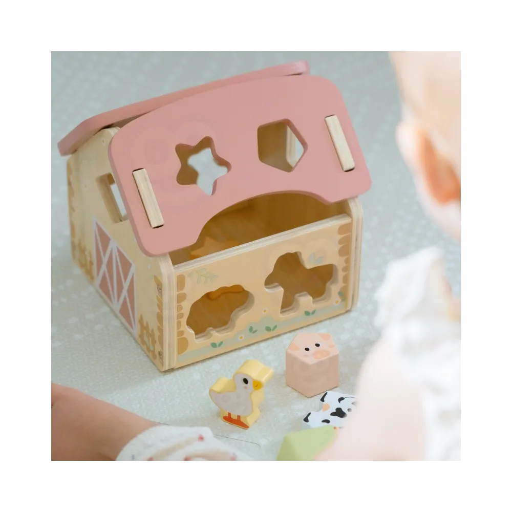 WOOPIE GREEN Drewniana Farma Sorter Kształtów i Kolorów 13 el.