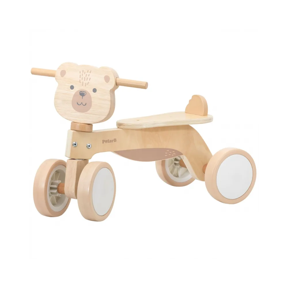 VIGA PolarB Drewniany Jeździk Miś Brunatny Miękkie Koła