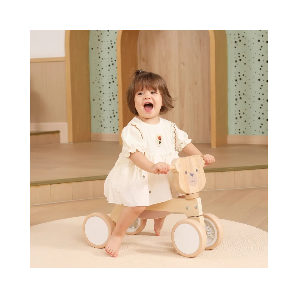 VIGA PolarB Drewniany Jeździk Miś Brunatny Miękkie Koła