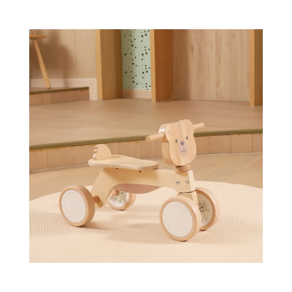 VIGA PolarB Drewniany Jeździk Miś Brunatny Miękkie Koła