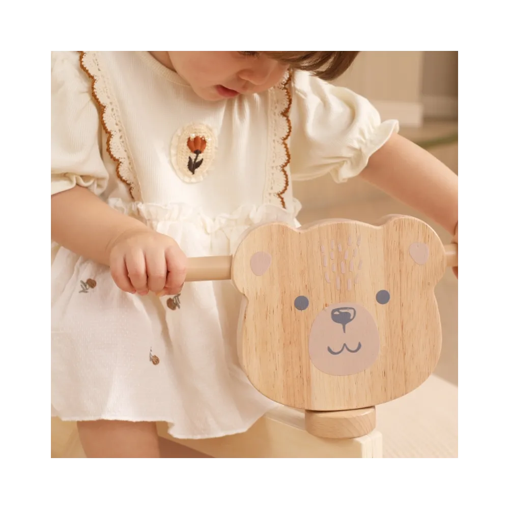 VIGA PolarB Drewniany Jeździk Miś Brunatny Miękkie Koła