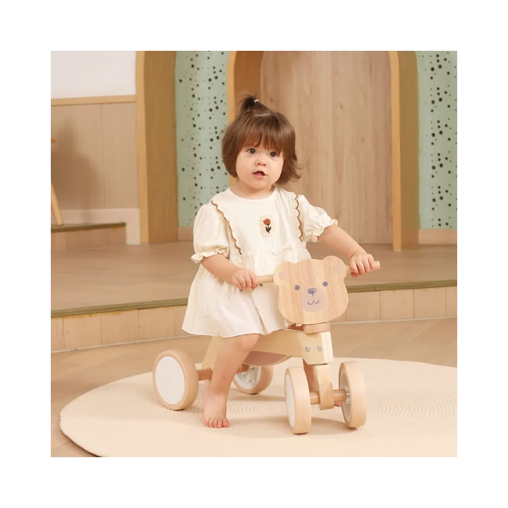 VIGA PolarB Drewniany Jeździk Miś Brunatny Miękkie Koła