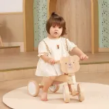 VIGA PolarB Drewniany Jeździk Miś Brunatny Miękkie Koła