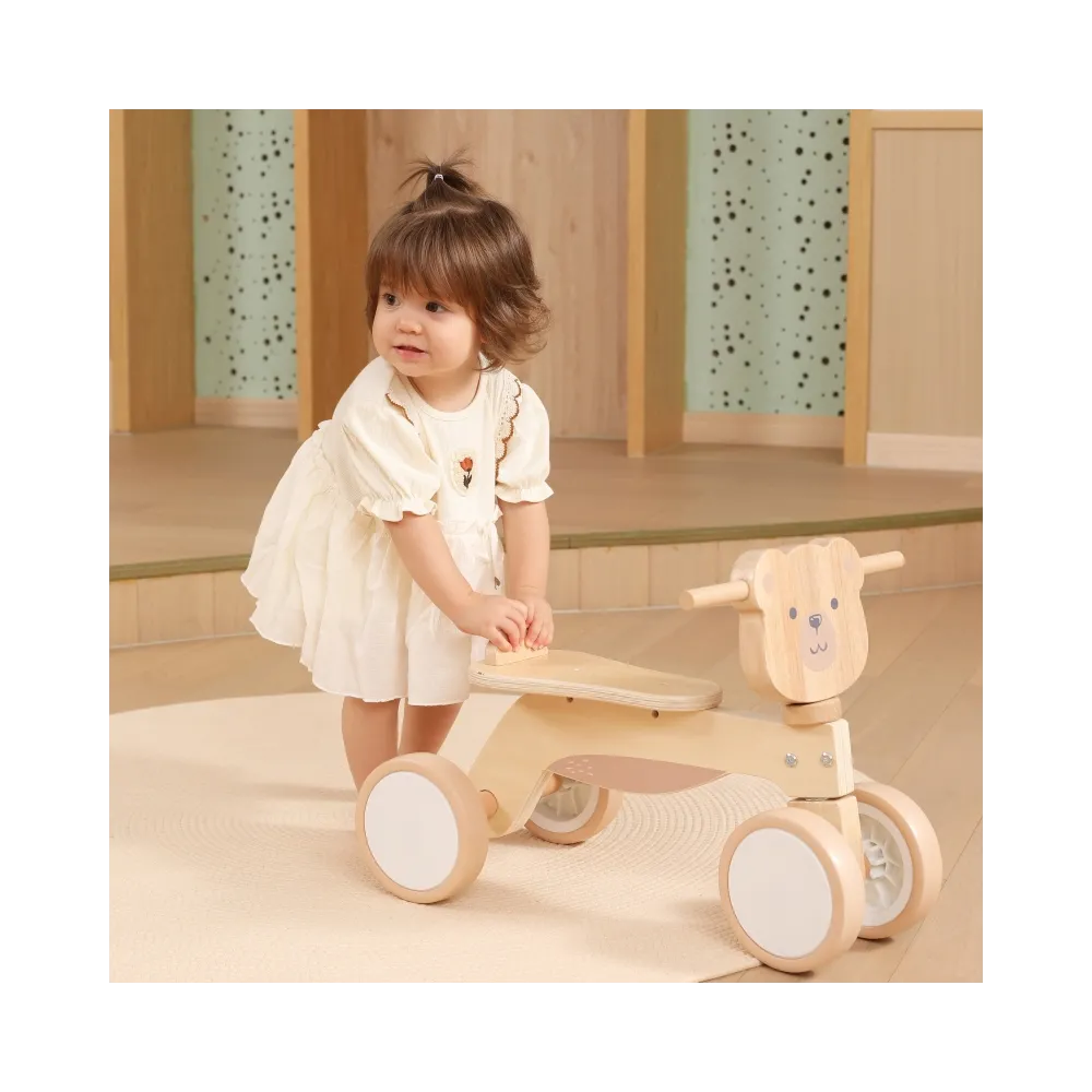 VIGA PolarB Drewniany Jeździk Miś Brunatny Miękkie Koła