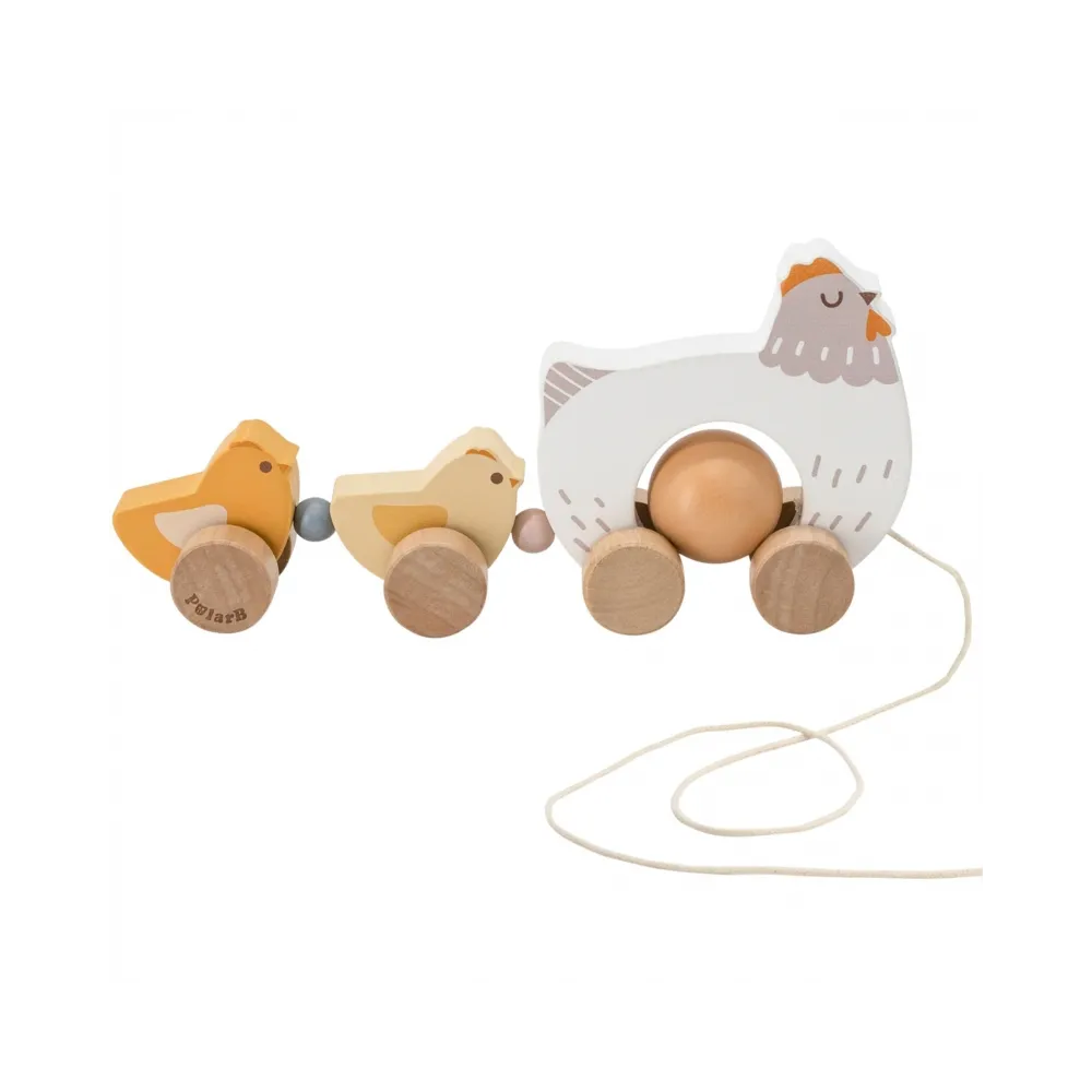 Urocza zabawka do ciągnięcia z ruchomymi pisklętami