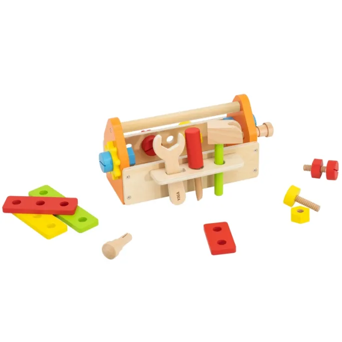 Drewniana skrzynka na narzędzia Viga z kreatywnymi akcesoriami