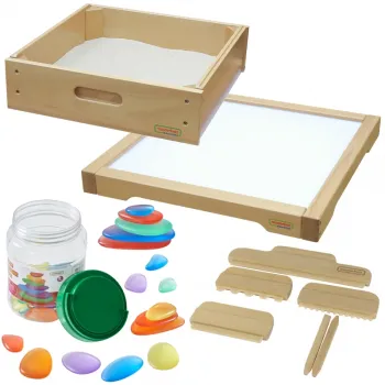 Rama sensoryczna z panelem LED i akcesoriami do zabawy w piasku