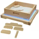 Solidna skrzynia z drewna do zabawy i nauki z efektami świetlnymi