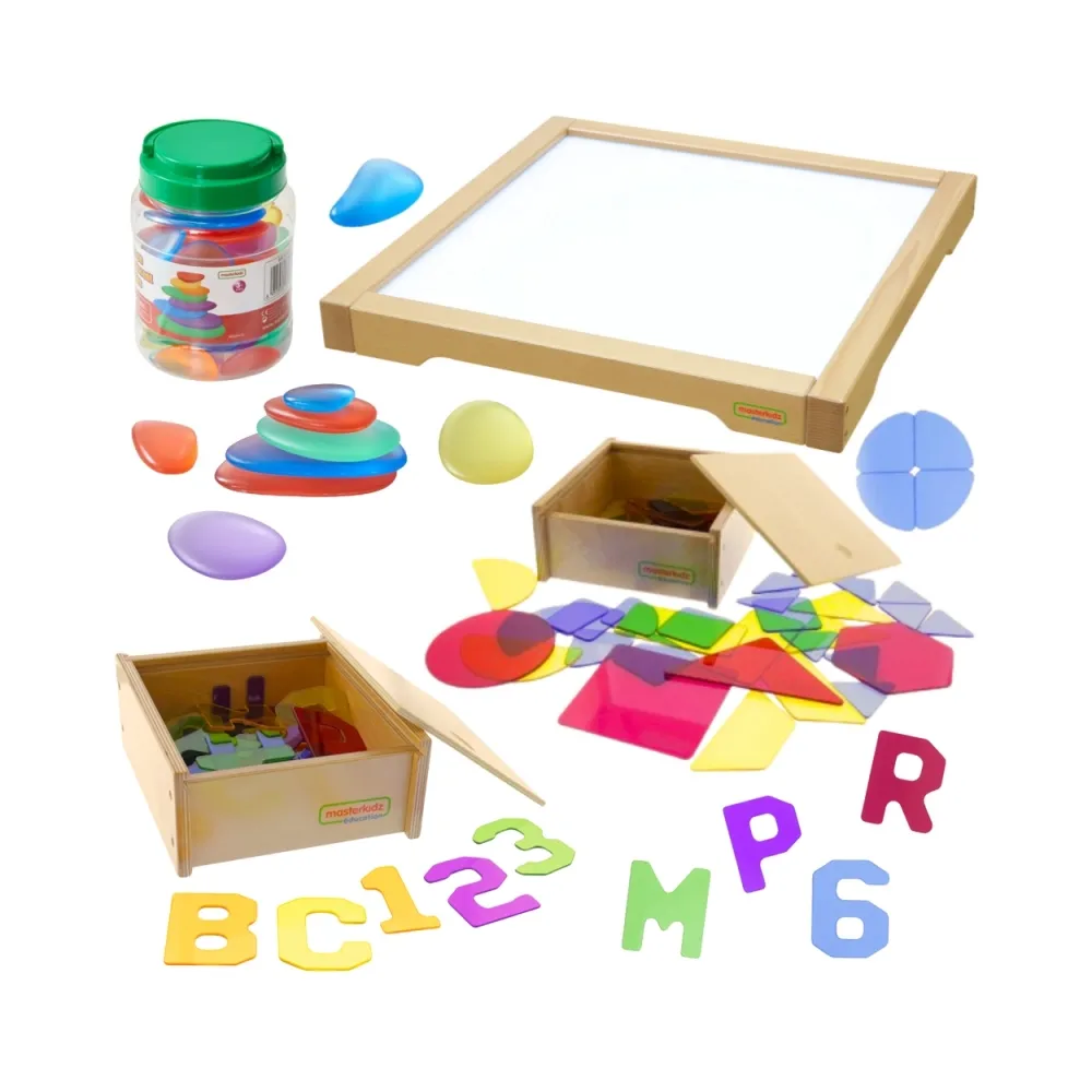 MASTERKIDZ Panel Skrzynia LED Sensoryczna + Zestaw Akcesoriów