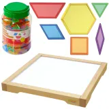 MASTERKIDZ Panel Skrzynia LED Sensoryczna + Klocki Montessori Mozaika 140 el.