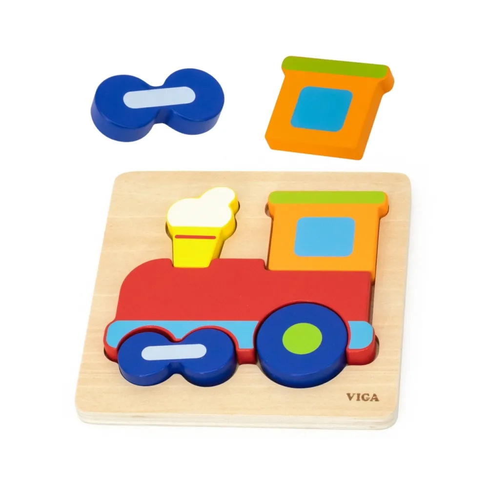 VIGA Drewniana Układanka Edukacyjna Montessori Pociąg