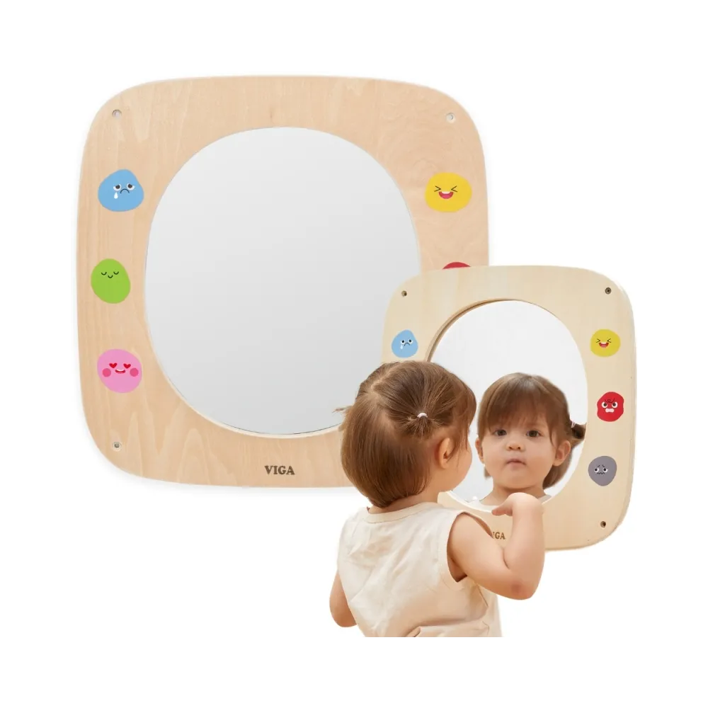 VIGA Drewniana Tablica z Lustrem i Emotkami