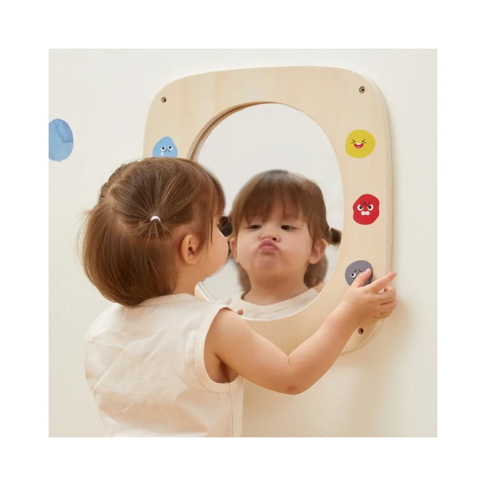 VIGA Drewniana Tablica z Lustrem i Emotkami