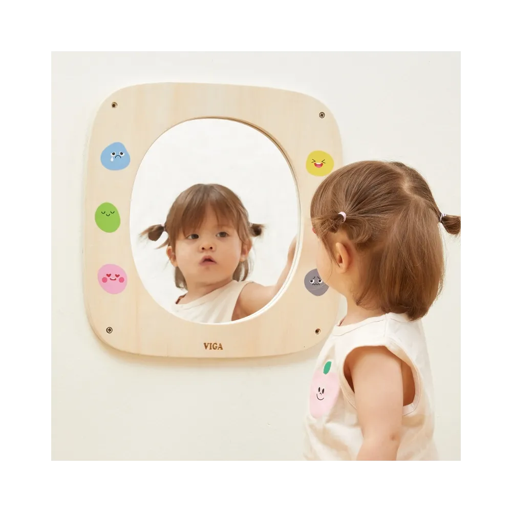 VIGA Drewniana Tablica z Lustrem i Emotkami