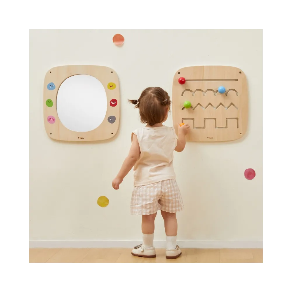 VIGA Drewniana Tablica z Lustrem i Emotkami