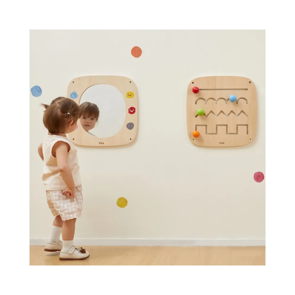 VIGA Drewniana Tablica z Lustrem i Emotkami