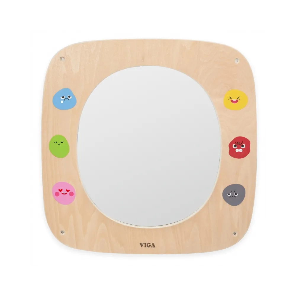 VIGA Drewniana Tablica z Lustrem i Emotkami