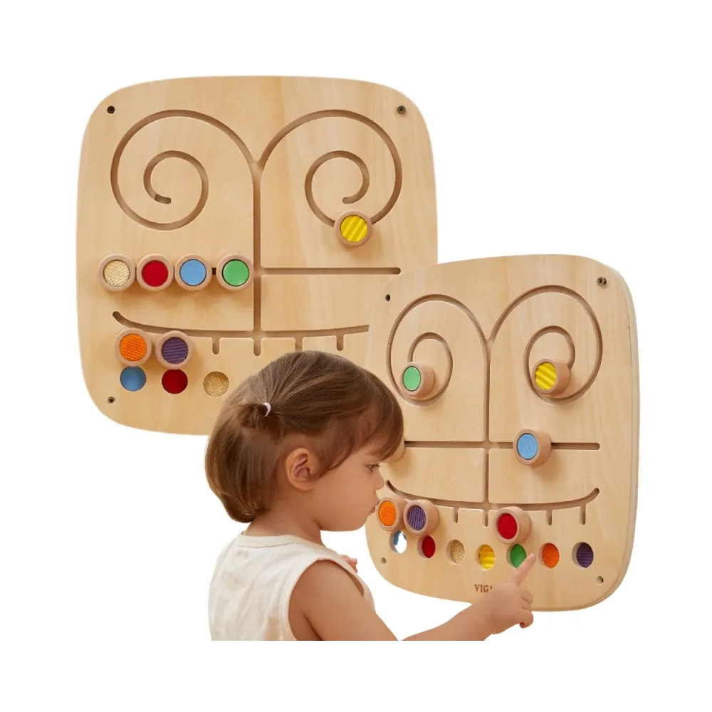VIGA Drewniana Tablica Manipulacyjna Sensoryczna Labirynt Dotknij i Dopasuj