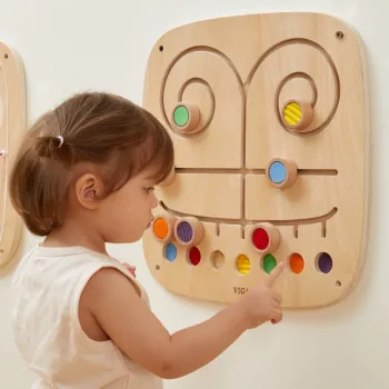 VIGA Drewniana Tablica Manipulacyjna Sensoryczna Labirynt Dotknij i Dopasuj