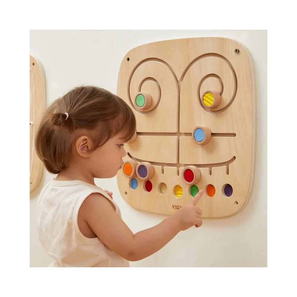VIGA Drewniana Tablica Manipulacyjna Sensoryczna Labirynt Dotknij i Dopasuj
