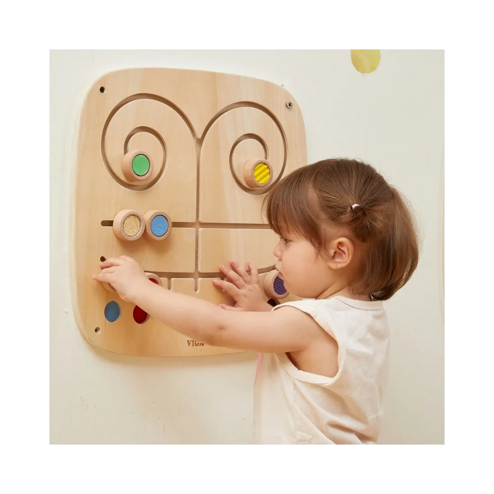 VIGA Drewniana Tablica Manipulacyjna Sensoryczna Labirynt Dotknij i Dopasuj