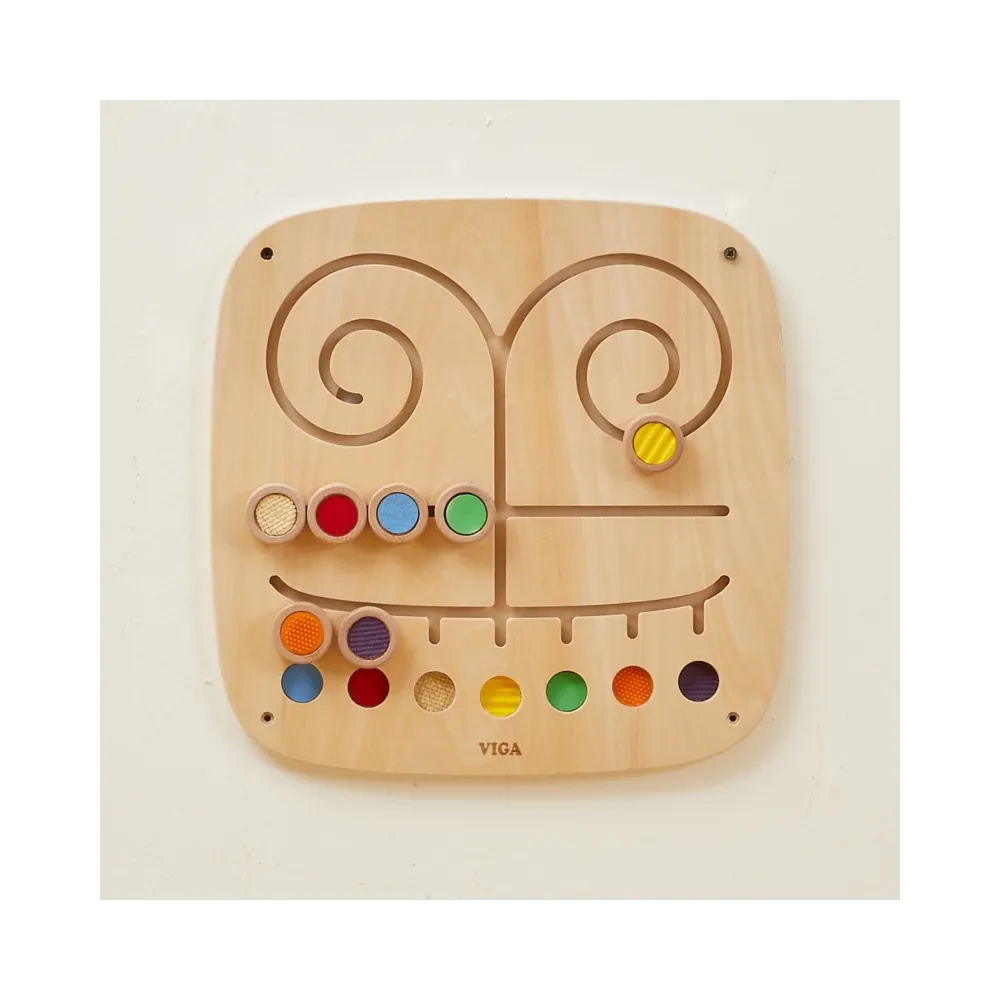 VIGA Drewniana Tablica Manipulacyjna Sensoryczna Labirynt Dotknij i Dopasuj