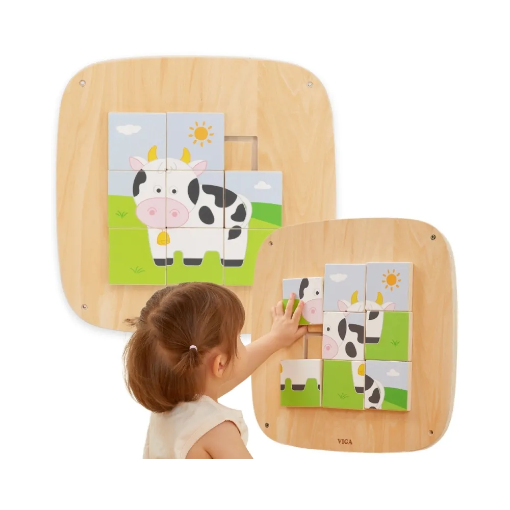 VIGA Drewniana Tablica Manipulacyjna Sensoryczna Układanka Obrazkowa