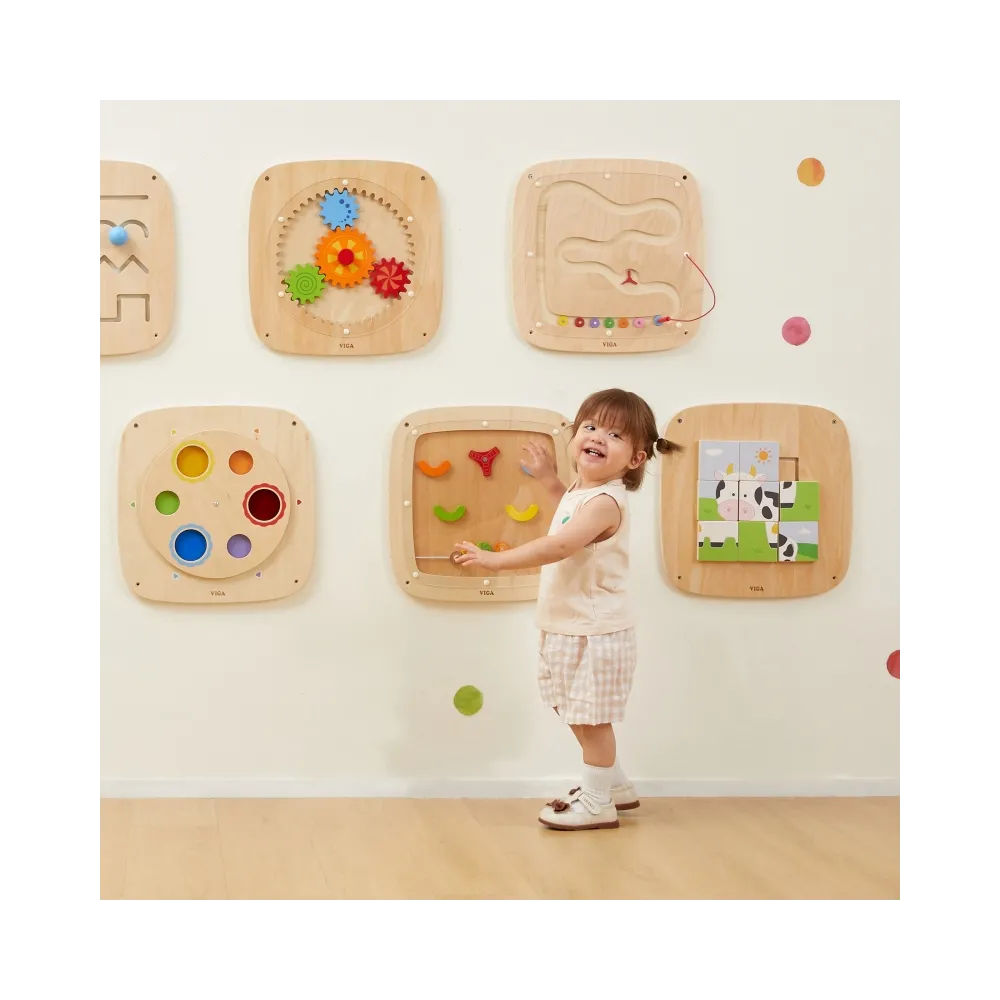 VIGA Drewniana Tablica Manipulacyjna Sensoryczna Układanka Obrazkowa