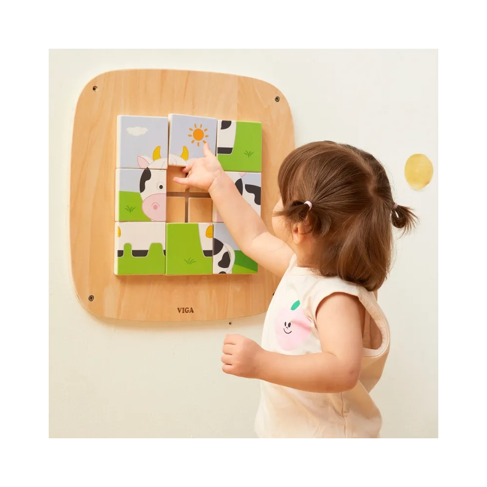 VIGA Drewniana Tablica Manipulacyjna Sensoryczna Układanka Obrazkowa