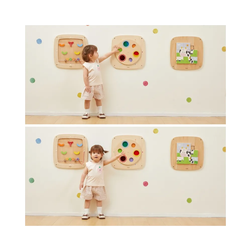 VIGA Drewniana Tablica Manipulacyjna Sensoryczna Układanka Obrazkowa