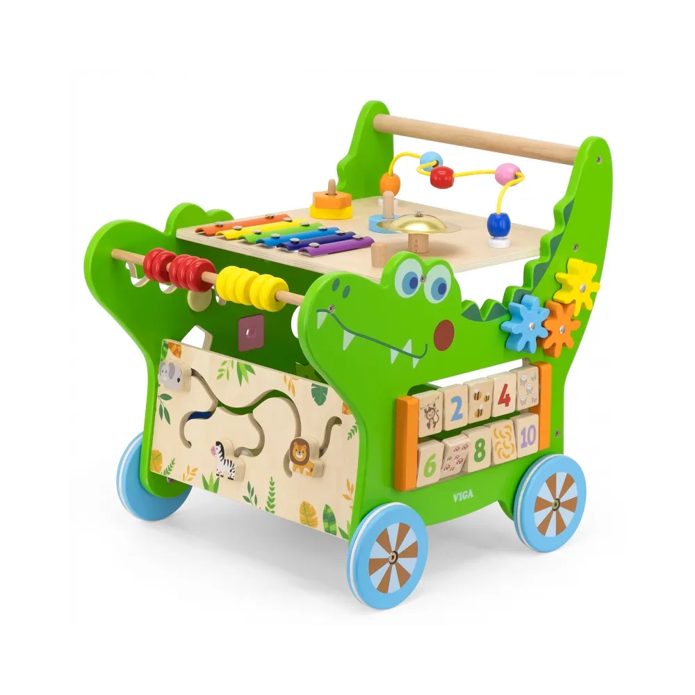 Drewniany pchacz krokodylek dla dzieci