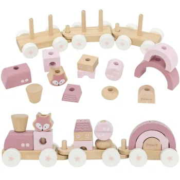 VIGA PolarB Różowa Kolejka Pociąg z Wagonikami Klocki