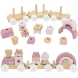 Różowa kolejka z wagonikami idealna dla dzieci