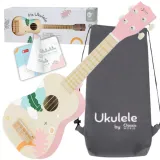 Różowe drewniane ukulele dla dzieci
