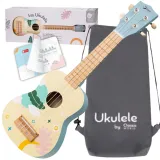 Niebieskie drewniane ukulele dla dzieci