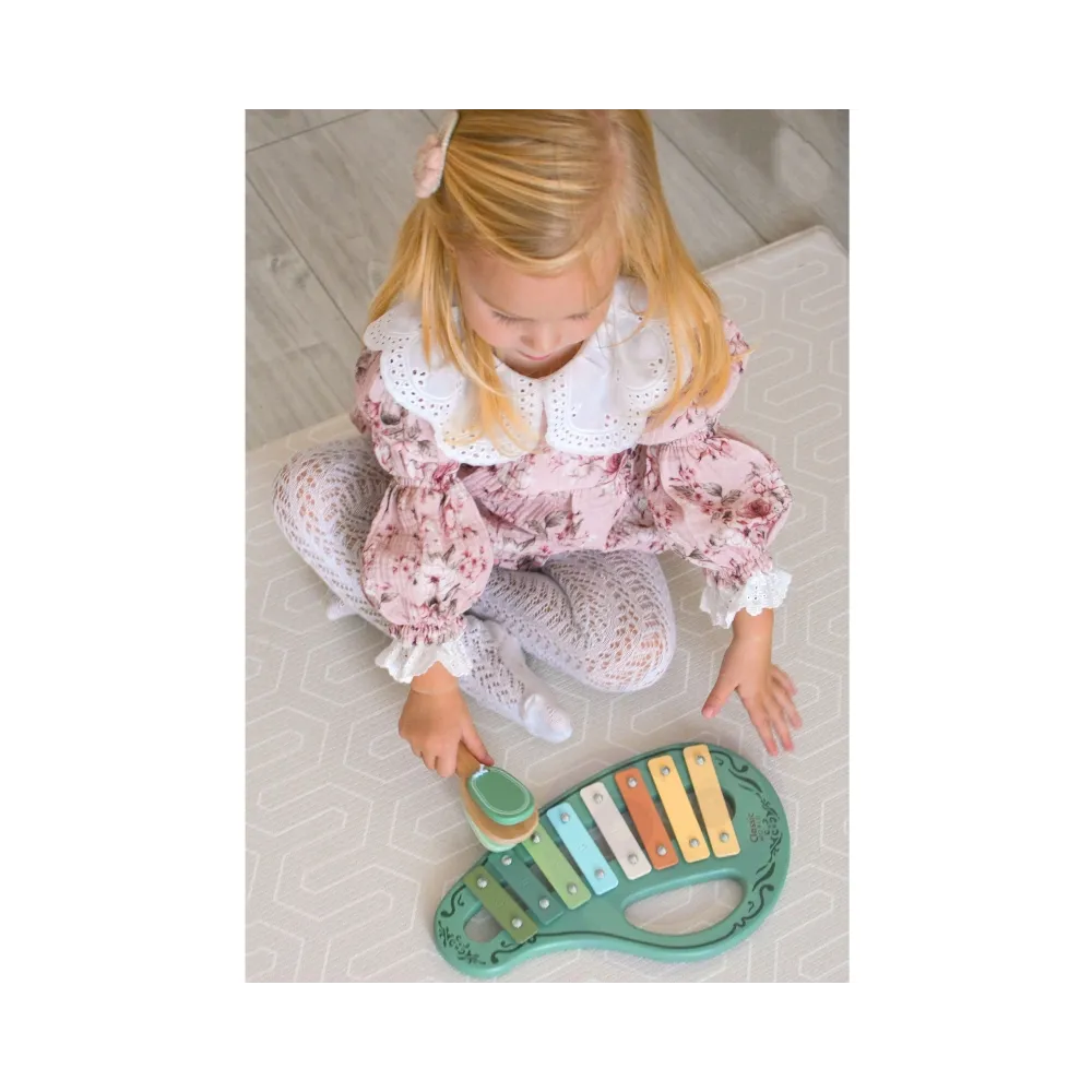 CLASSIC WORLD Drewniany Zestaw Instrumentów Muzycznych Flet Tamburyn Kastaniet Cymbałki