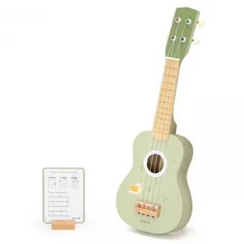 Viga Drewniane Ukulele Gitara Dla Dzieci Zielone Z Nutami