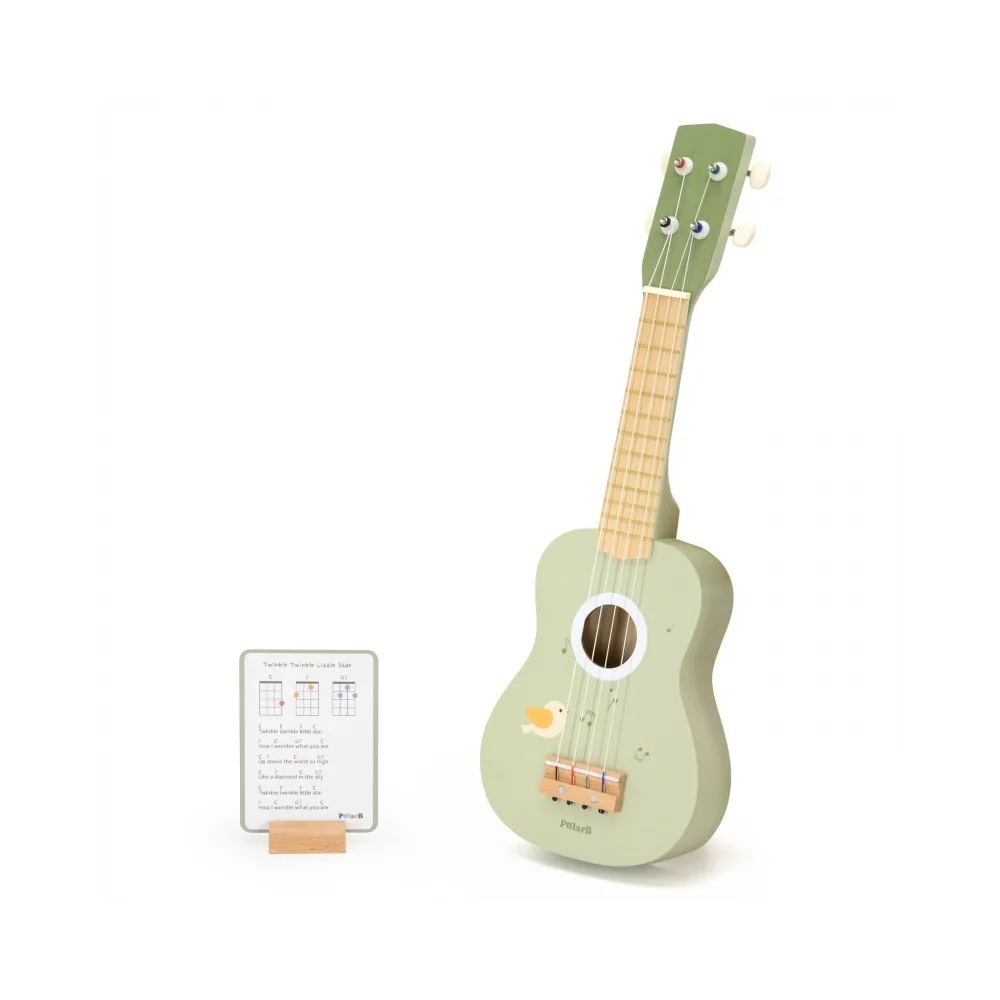 Viga Drewniane Ukulele Gitara Dla Dzieci Zielone Z Nutami