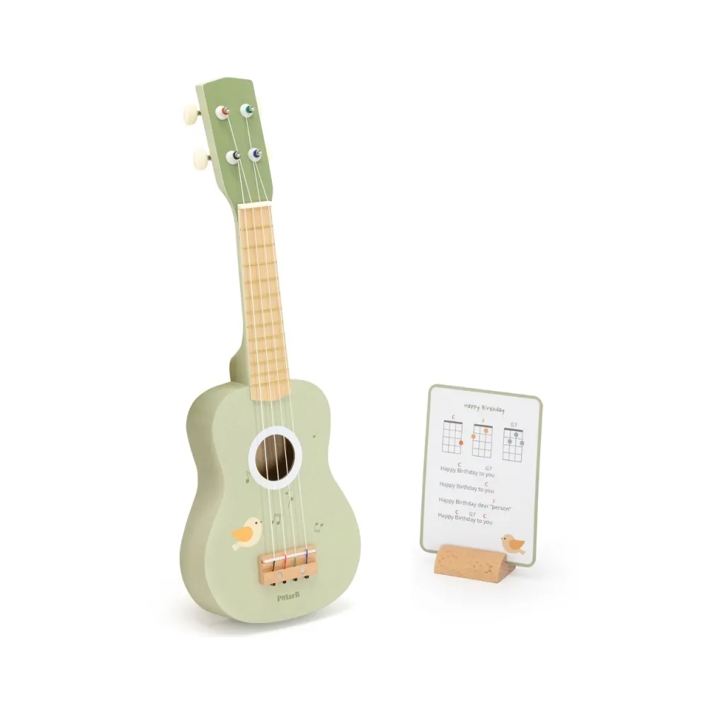 Viga Drewniane Ukulele Gitara Dla Dzieci Zielone Z Nutami