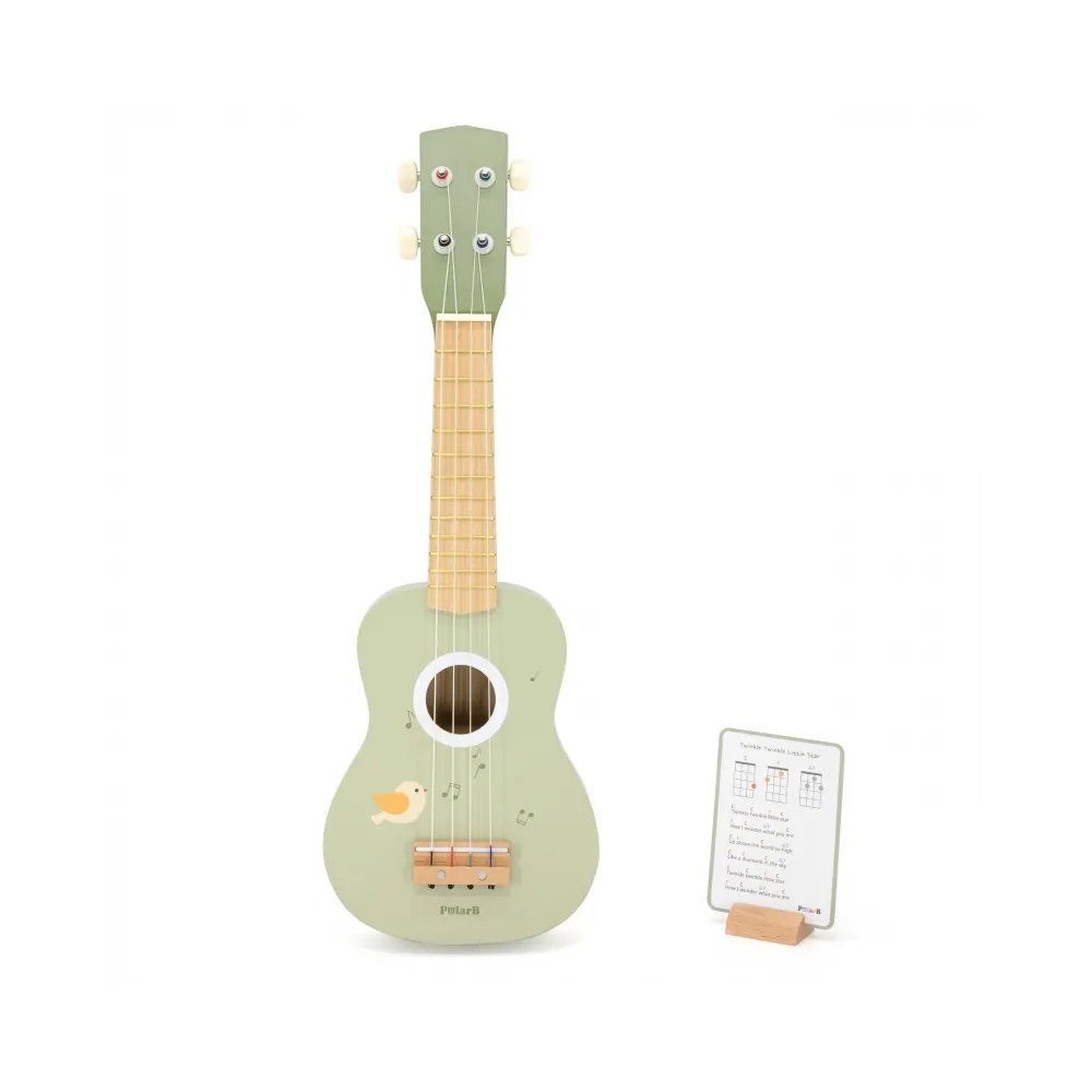 Viga Drewniane Ukulele Gitara Dla Dzieci Zielone Z Nutami