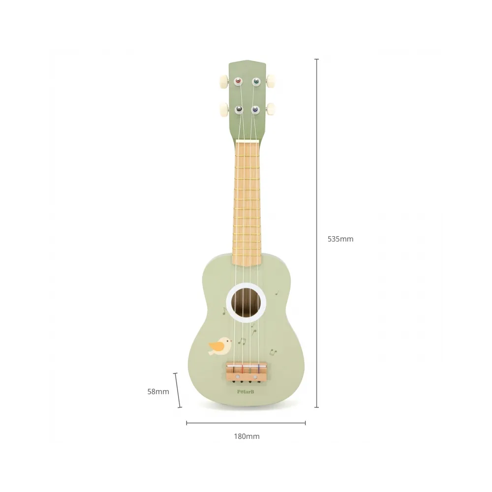 Viga Drewniane Ukulele Gitara Dla Dzieci Zielone Z Nutami