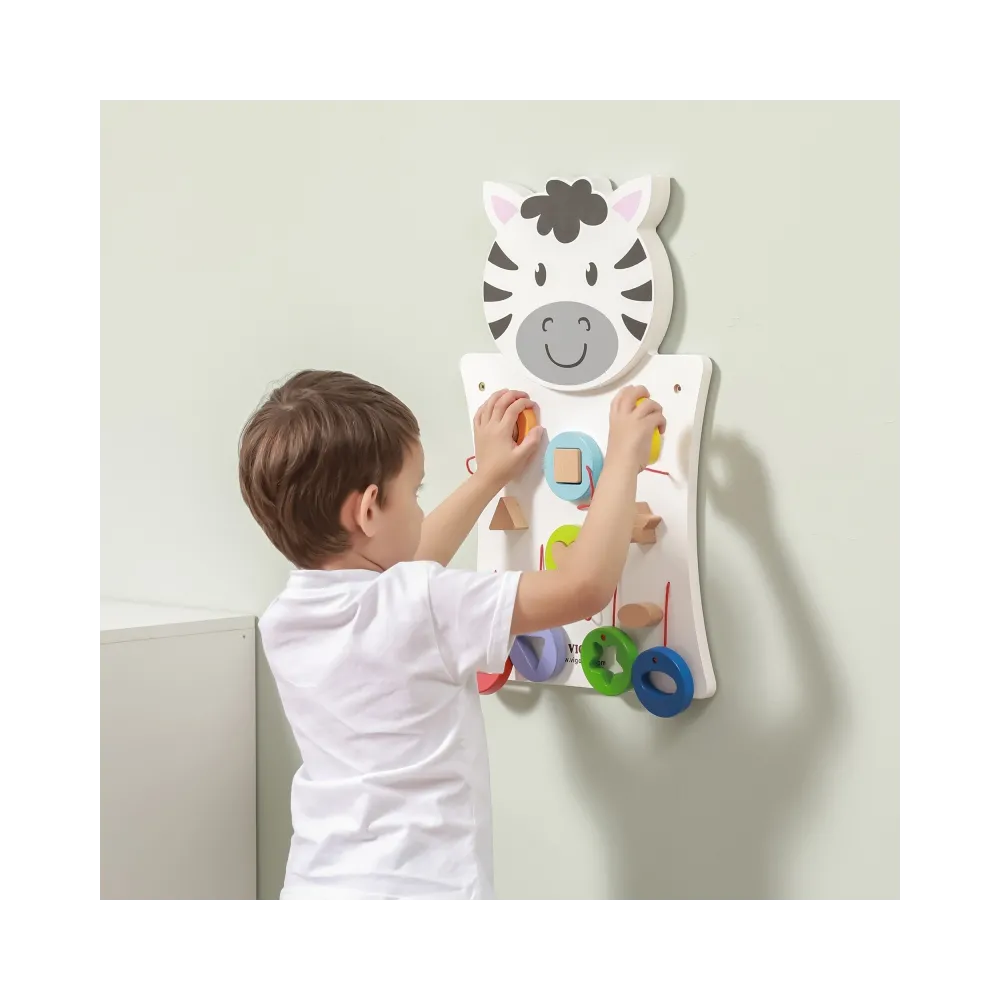 VIGA Drewniana Tablica Manipulacyjna Zebra Certyfikat FSC Montessori