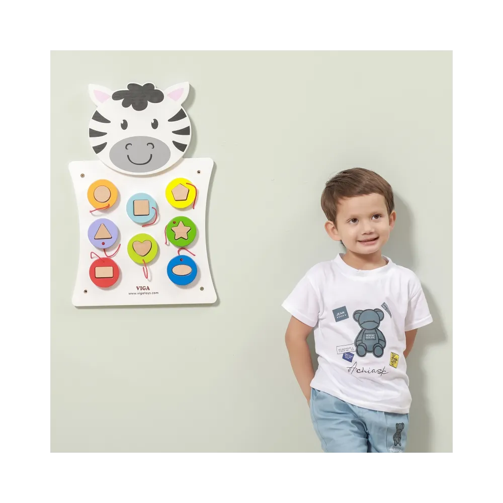 VIGA Drewniana Tablica Manipulacyjna Zebra Certyfikat FSC Montessori