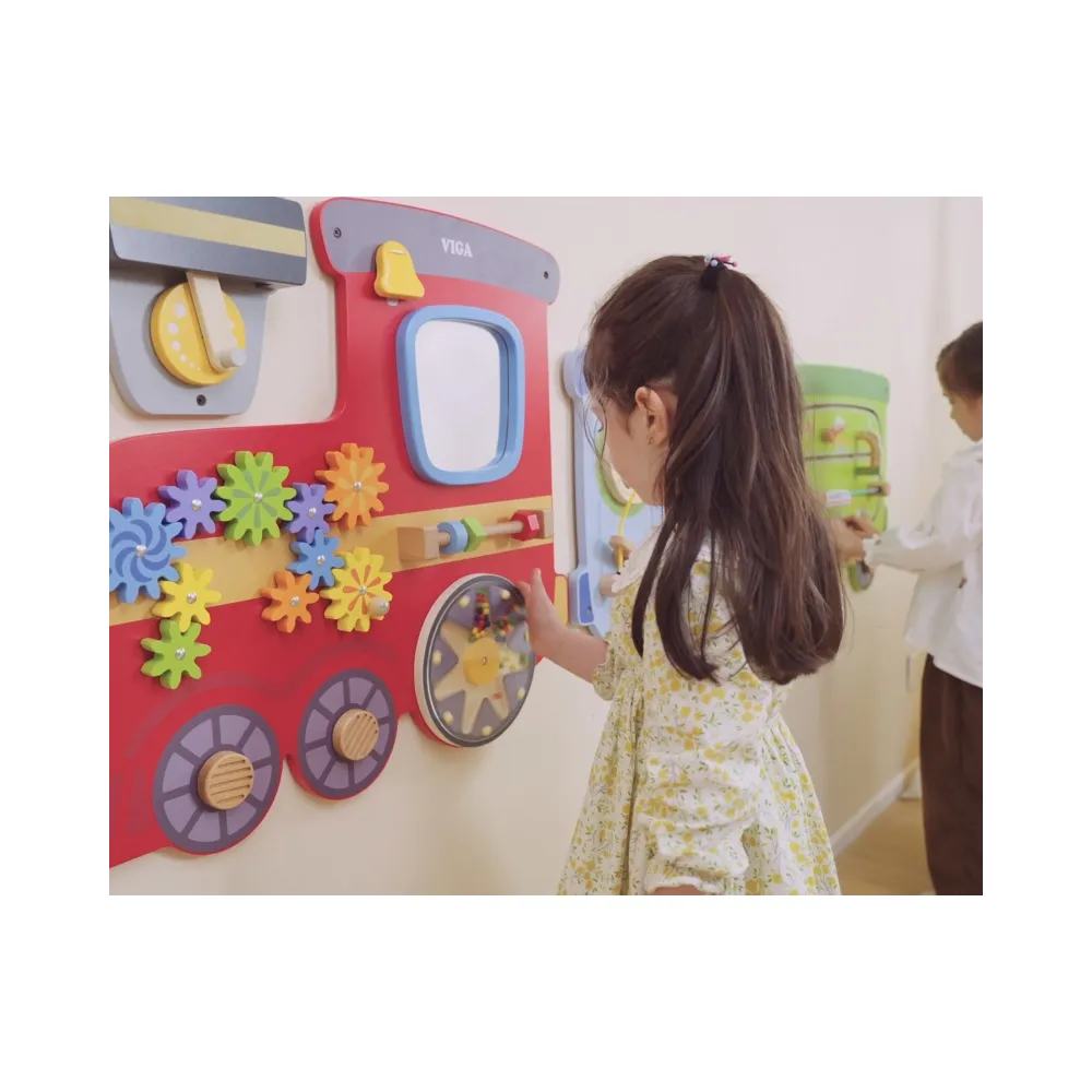 VIGA Drewniana Tablica Sensoryczna-Manipulacyjna EDU Pociąg
