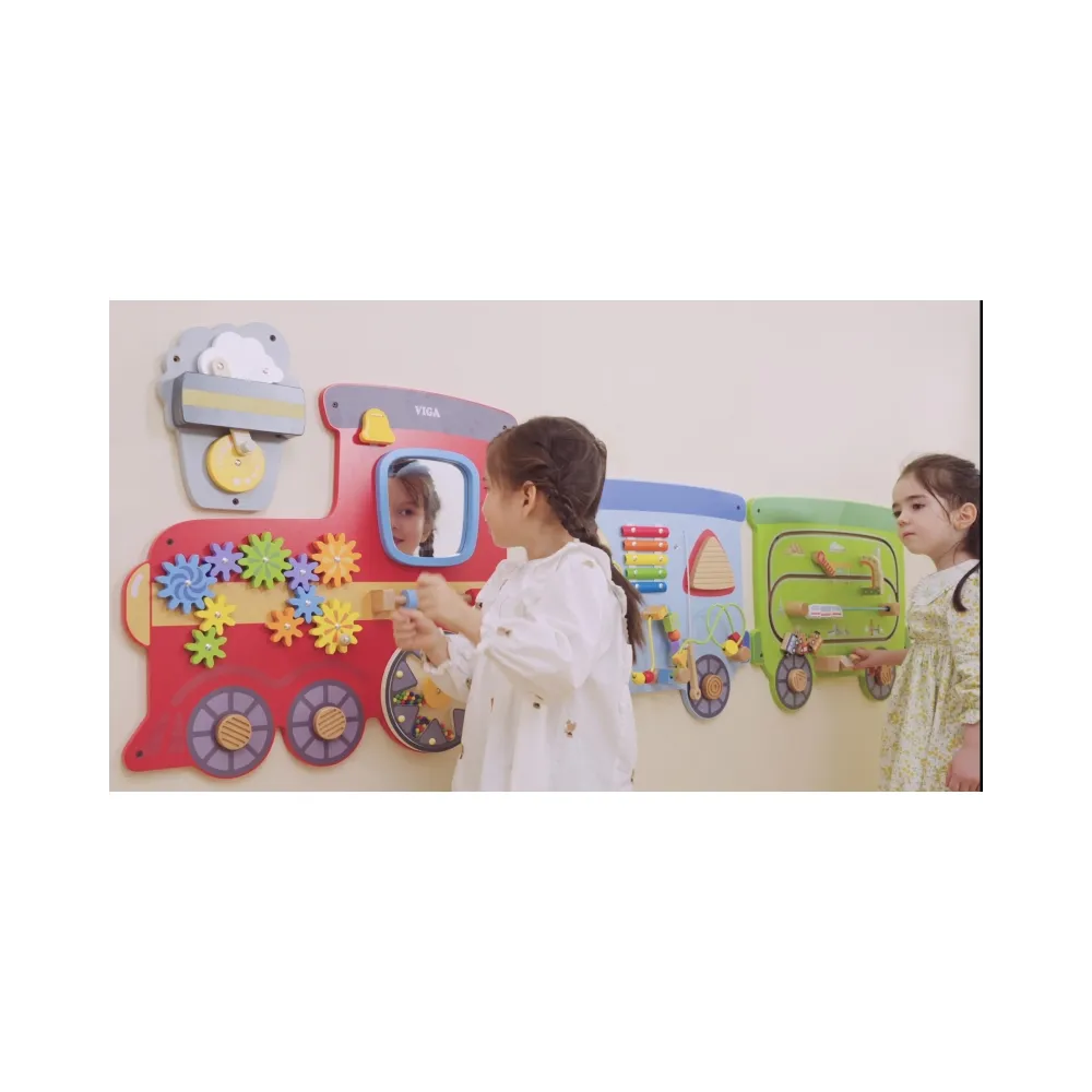 VIGA Drewniana Tablica Sensoryczna-Manipulacyjna EDU Pociąg